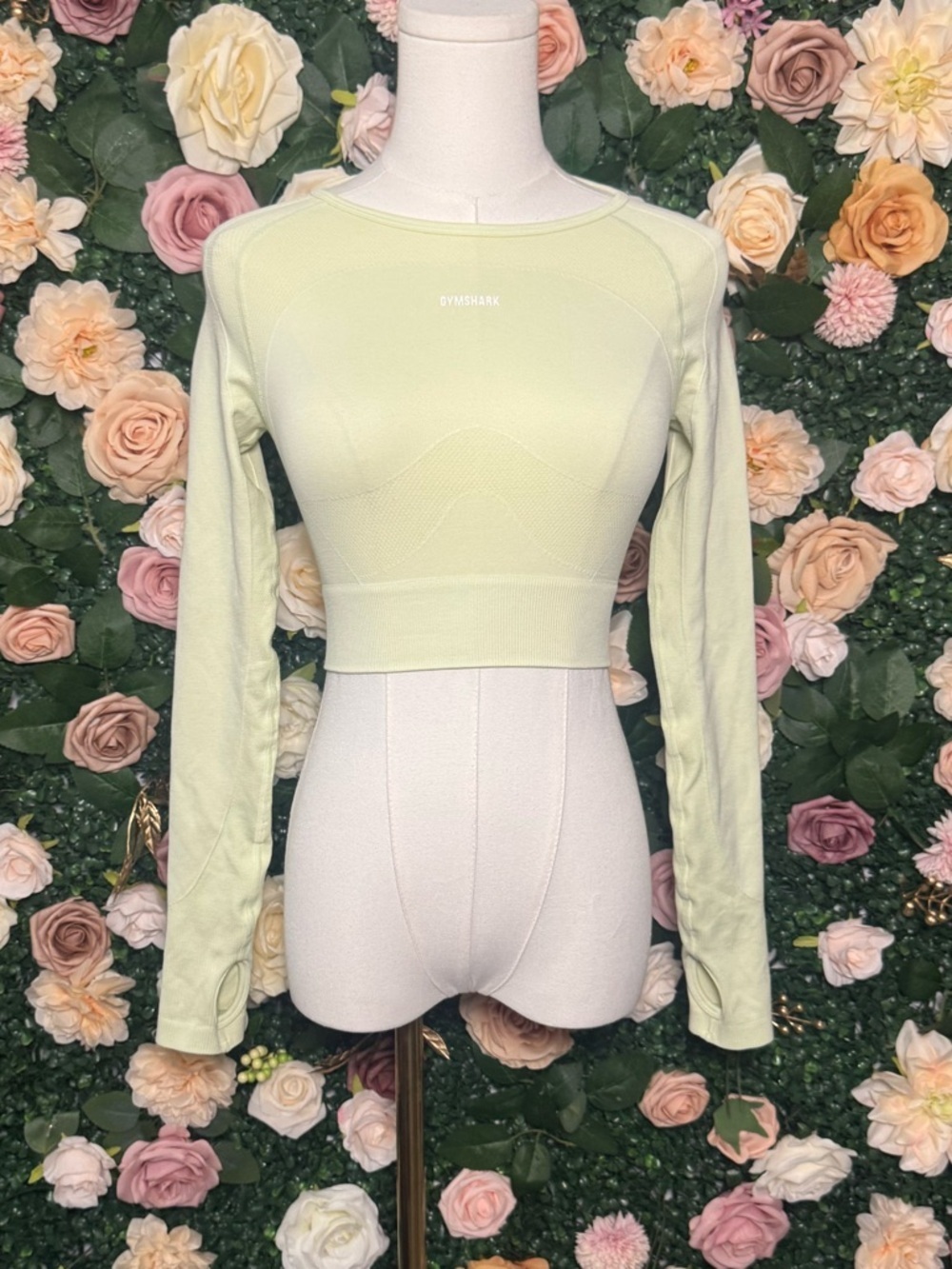 Gymshark Light Green Long-Sleeve Cropped Active Top